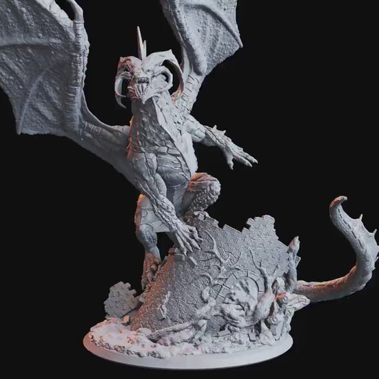 Figurine JDR Dragon Noir Adulte Flesh of Gods Impression 3D