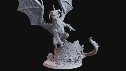 Figurine JDR Dragon Noir Adulte Flesh of Gods Impression 3D