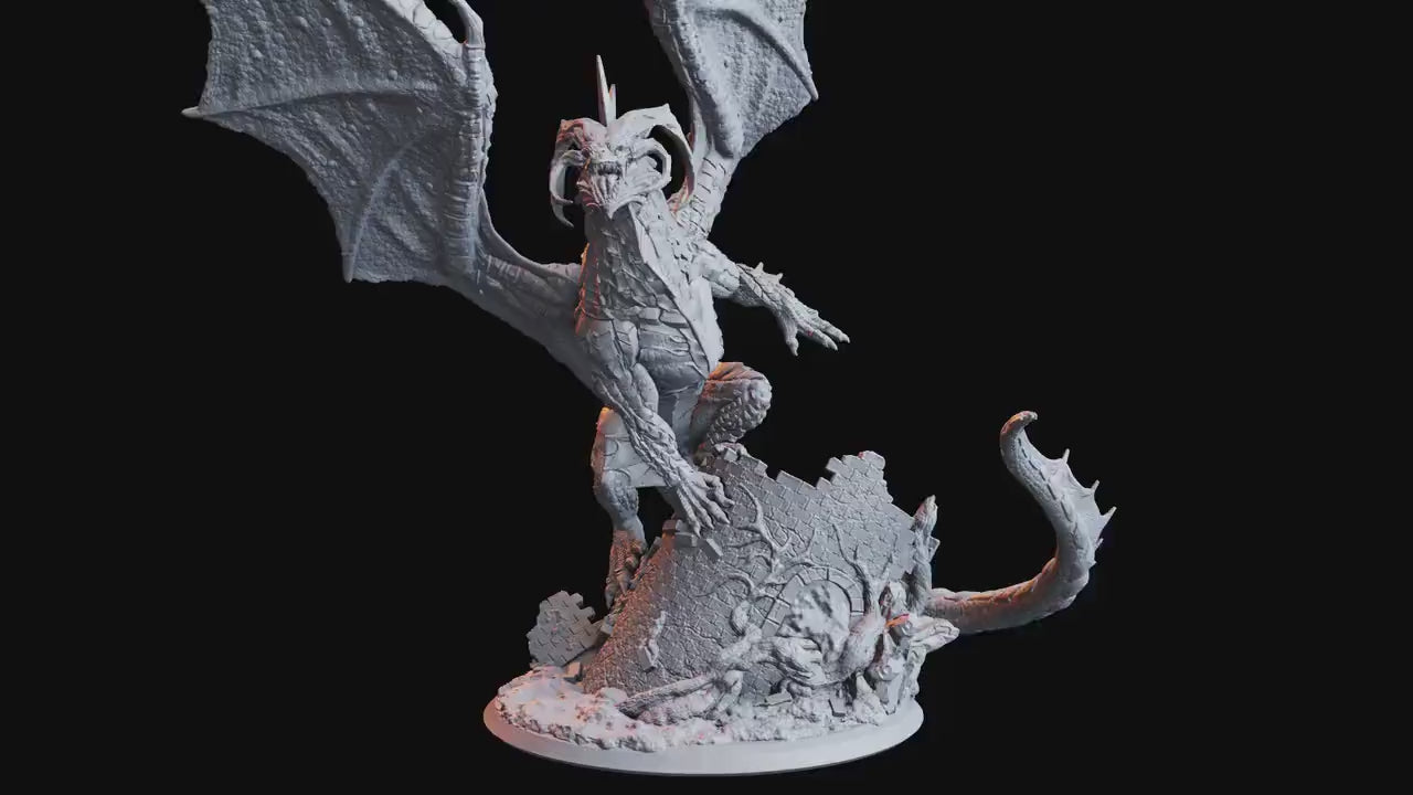 Figurine JDR Dragon Noir Adulte Flesh of Gods Impression 3D